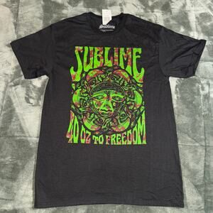 Sublime 40 oz. to Freedom Red Green Splatter Design Black T-Shirt Adult Size M